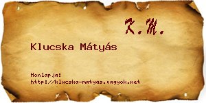 Klucska Mátyás névjegykártya